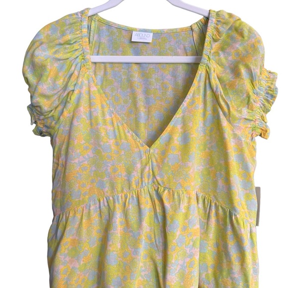 Nordstrom Abound Women's Puffed Sleeve Blouse Multi Tarry Yellow Floral NWT - Picture 3 of 5